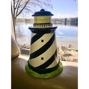 Warren Kimble Sakura Coastal Breeze Lighthouse Cookie Jar‎ Ceramic Vintage 1998